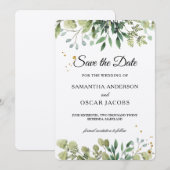 Save The Date Rustic Kraft Feuillage Aquarelle (Devant / Derrière)