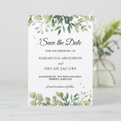 Save The Date Rustic Kraft Feuillage Aquarelle (Debout devant)