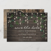 Save The Date Rustic Leaf String Lights Photo Enregistrer la dat (Devant / Derrière)