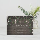 Save The Date Rustic Leaf String Lights Photo Enregistrer la dat (Debout devant)