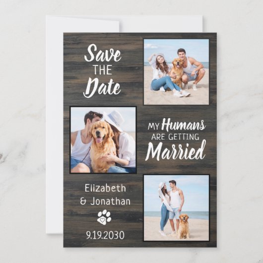 Save The Date Rustic Mariage Pet Photo Chien Enregistrer La Date (Devant)