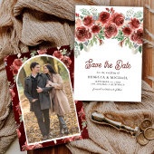 Save The Date Rustic Marsala Floral Photo Mariage