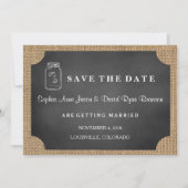 Save The Date Rustic Mason Jar Burlap Mariage ENREGISTRER LA DAT (Devant)