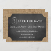 Save The Date Rustic Mason Jar Burlap Mariage ENREGISTRER LA DAT (Devant / Derrière)