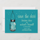 Save The Date Rustic Mason Jar & Fireflies Enregistrer la date (Devant)