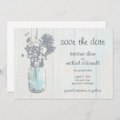 Save The Date Rustic Mason Jar & Fleurs sauvages Enregistrer la (Devant / Derrière)