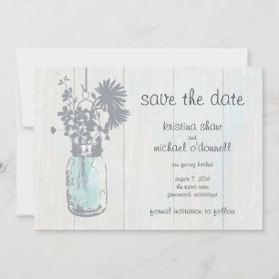 Save The Date Rustic Mason Jar & Fleurs sauvages Enregistrer la 
