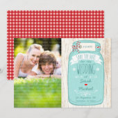 Save The Date Rustic Mason Jar sur l'écorce Photo Enregistrer la (Devant / Derrière)