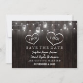 Save The Date Rustic Mason Jars Éclairage À Chaîne Grange Enregi (Devant)