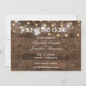 Save The Date Rustic Mason Jars et String Lights Mariage photo (Dos)