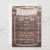 Save The Date Rustic Mason String Lights Jar Enregistrer la cart (Devant)