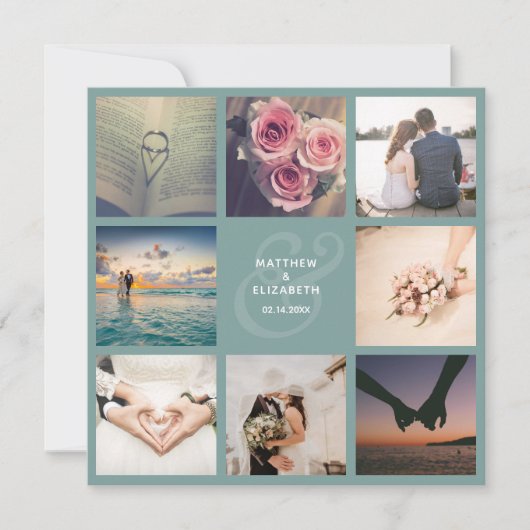 Save The Date Rustic Mint Green Ampersand Photo Collage Mariage (Devant)