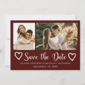 Save The Date Rustic modern 2 photo burgundy wedding  (Devant)