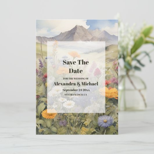 Save The Date Rustic Mountain Forest Evergreen Tree Wedding (Debout devant)