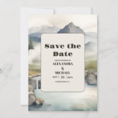 Save The Date Rustic Mountain Waterfall Boho Mariage (Devant)