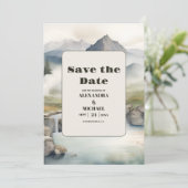 Save The Date Rustic Mountain Waterfall Boho Mariage (Debout devant)