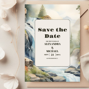 Save The Date Rustic Mountain Waterfall Boho Mariage