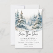 Save The Date Rustic Mountain Winter Scene Aquarelle Photo (Devant)