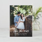 Save The Date Rustic Navy Bleu Burlap et dentelle photo Mariage (Debout devant)