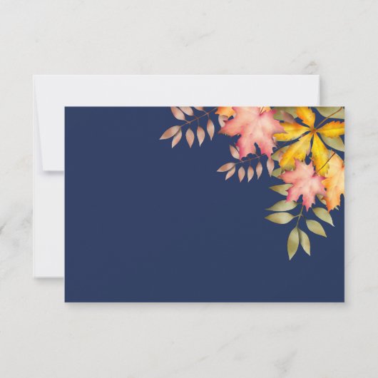 Save The Date Rustic Navy Blue Fall quitte trois Mariage photo (Dos)