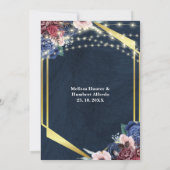 Save The Date Rustic Navy Blue Gold String Mariage (Dos)