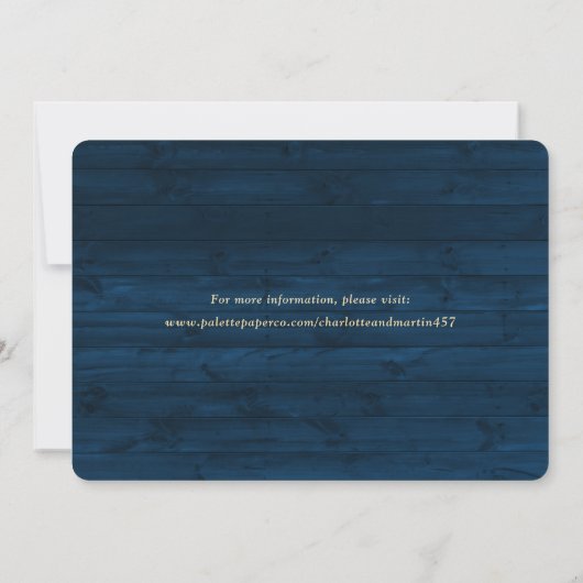 Save The Date Rustic Navy Mariage De Bois Bleu Photo Enregistrer (Dos)