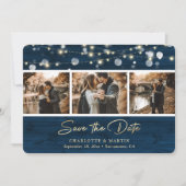 Save The Date Rustic Navy Mariage De Bois Bleu Photo Enregistrer (Devant)