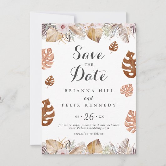 Save The Date Rustic Neutral Boho Wedding (Devant)