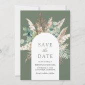 Save The Date Rustic Pampas Eucalyptus Arch Sage Green Wedding (Devant)