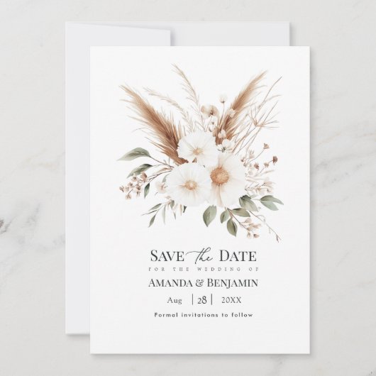 Save The Date Rustic Pampas Grass Boho Bohemian Wedding QR Code (Devant)