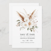 Save The Date Rustic Pampas Grass Boho Bohemian Wedding QR Code (Devant / Derrière)