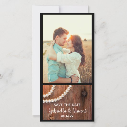 Save The Date Rustic Pearls Country Grotte Mariage Enregistrer l (Devant)