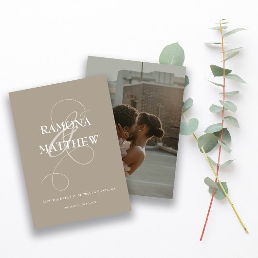 Save The Date Rustic Photo Ampersand Enregistrer La Date