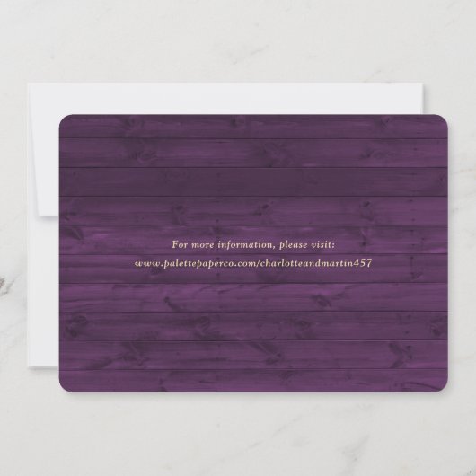 Save The Date Rustic Purple Wood Mariage Photo Enregistrer La Da (Dos)