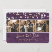 Save The Date Rustic Purple Wood Mariage Photo Enregistrer La Da (Devant)