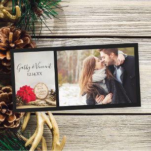 Save The Date Rustic Red Poinsettia Mariage d'hiver Enregistrer