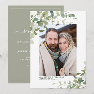 Save The Date Rustic Sage Eucalyptus Mariage Photo Enregistrer l