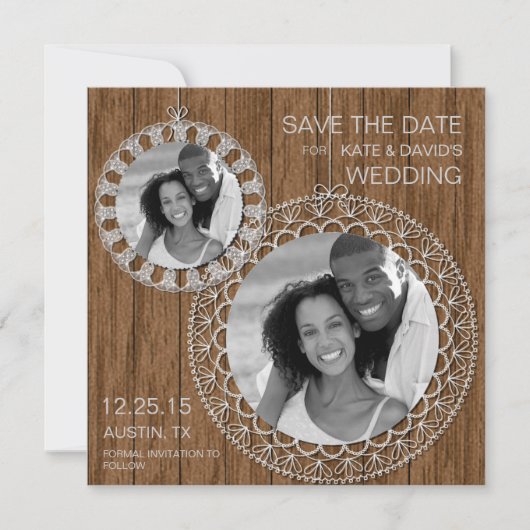 Save The Date Rustic Shabby Mariage campagnard Photo Enregistrer (Devant)