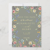 Save The Date Rustic Simple Fleur sauvage Sage Mariage photo (Devant)