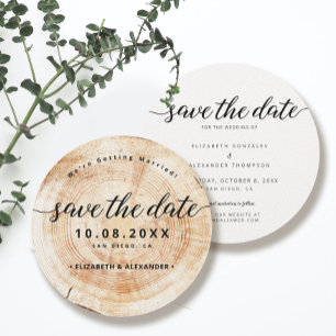 Save The Date Rustic Simple Wood Grange Pas de Mariage photo