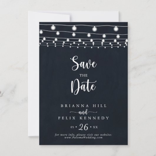 Save The Date Rustic String Lumières Mariage Enregistrer La Date (Devant)