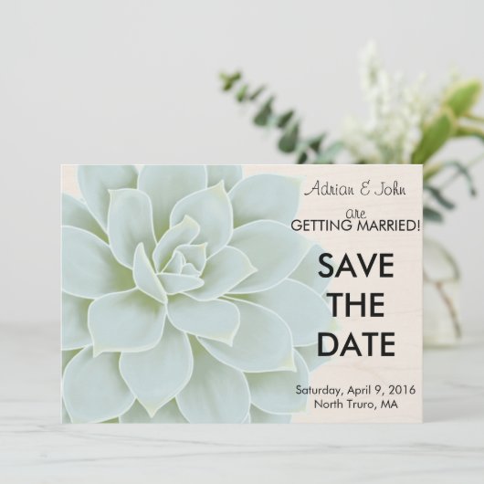 Save The Date Rustic Succulent Enregistrer la date (Debout devant)