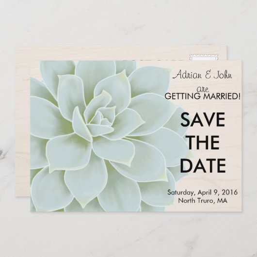 Save The Date Rustic Succulent Enregistrer la date (Devant / Derrière)