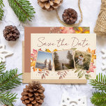 Save The Date Rustic Terracotta Fall quitte trois Mariage photo<br><div class="desc">Chute en Amour Automne Quitte Harvest Mariage Trois-Photo Sauvez les Cartes de Date - Embrassez la Chaleur de la saison. Célébrez votre amour au milieu de la beauté époustouflante de l'automne avec nos captivantes cartes mariages à trois photos sauvez le jour avec des feuilles de automne rustiques et des chaudes...</div>