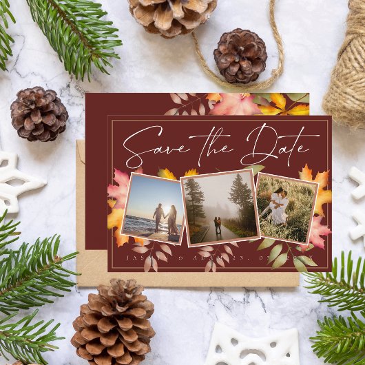 Save The Date Rustic Terracotta Fall quitte trois Mariage photo