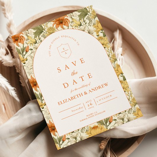 Save The Date Rustic Vintage Floral Wedding