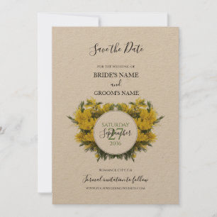 Save The Date Rustic Wattle Acacia Mariage Enregistrer La Date