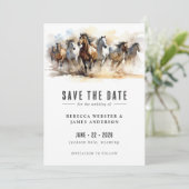 Save The Date Rustic Wild Horses Ranch Mariage photo équestre (Debout devant)