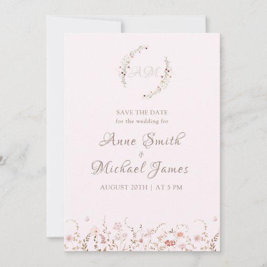 Save The Date Rustic Wildflowers with Photo Boho Country Floral (Devant)