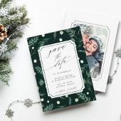 Save The Date Rustic Winter Greenery Photo Mariage